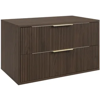 Badplaats Waschbeckenunterschrank Rimini 80 x 46 cm Walnuss Braun - Hängender Badezimmerschrank mit 2 Schubladen