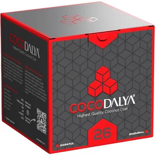 Cocodalya - Kokoskohle – Premium Naturkohle aus Kokosnussschalen – Barbecue Charcoal – 26 x 26 x 26 mm – Lange Brenndauer, Geruchslos, Wenig Asche - 2KG