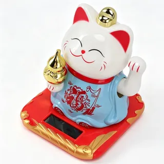 HERCHR Winkende Katze, Solarbetriebene Kawaii Winkende Katze, Glückskatze Winkekatze, Chinesische Glückskatze, Katzen Deko, Winkender Arm, Statue, Figur Für Zuhause, Auto, Ornament(Blau)