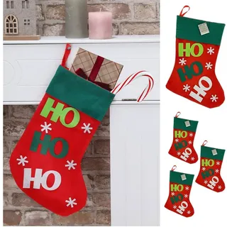 CEPEWA Hängedekoration Weihnachtssocke 'HoHo' 4er Set 25x40x1 cm Filz Weihnachtsstrumpf