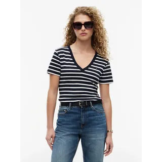 Tommy Hilfiger Slim Cody Kurzarm-T-Shirt Mit V-ausschnitt Nos Breton Desert Sky / Ecru S