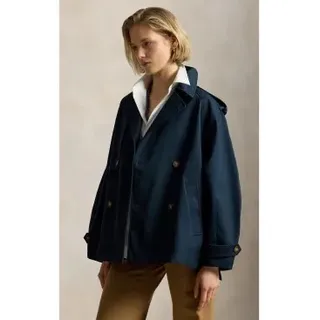 Polo Ralph Lauren für Damen. 211A93313002 Ballonmantel aus Marine-Baumwolltwill (L), Lässig, Baumwolle, Klassisch