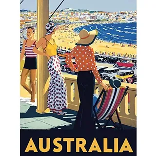 Wee Blue Coo Australia Travel Bondi Beach Sea Sun Unframed Art Print Poster Wall Decor 12x16 inch Australien Reise Strand Wand Deko