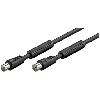 goobay 50729 Antennenkabel 2,5m / Koax Stecker auf Koax Buchse / SAT Kabel 80 dB Koaxialkabel Satellitenkabel / 2fach geschirmt / TV Kabel mit Ferrite, 2.5 m