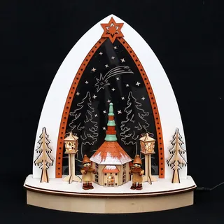 3D LED Lichterbogen Schwibbogen Plexiglas 2 Kinder Winterfiguren 32 cm 10337