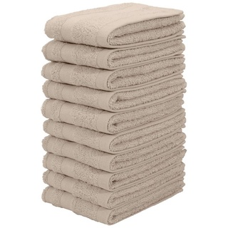 my home Handtuch Set Vanessa, 10 Seiftücher 30x30, Walkfrottee (Set, 10-St), Handtücher mit Bordüre, 100% Baumwolle, einfarbig, weich beige