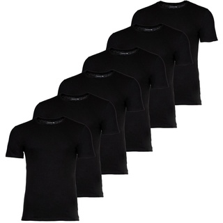 LACOSTE Herren T-Shirts, 6er Pack - Essentials, Rundhals, Slim Fit, Baumwolle, einfarbig Schwarz M