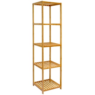 DuneDesign XL Bambus Holz Regal 162,5 x 38 x 39,5 cm 5 Fächer Stand-Regal Badezimmer Ablage Küchen Aufbewahrung Badregal