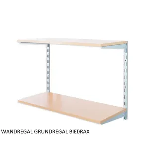 Biedrax Wandregal - Grundregal 20 x 60 x 50 cm, Farbe silber - 2 Fachboden Buche
