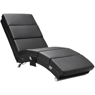 CASARIA Relaxliege London Kunstleder 186 x 89 x 55 cm Schwarz mit Massage und Heizfunktion