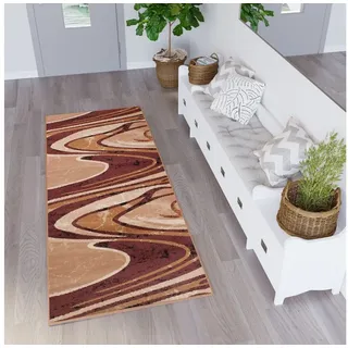 Tapiso Läufer DREAM, rechteckig, Höhe: 8 mm, Flur, Meterware, Korridor, Kurzflor braun 90 cm x 220 cm x 8 mm
