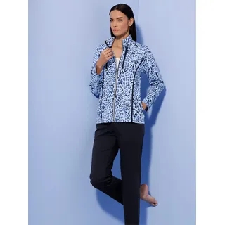 Hausanzug HAJO, Damen, Gr. 44/46, blau (marine, eisblau, bedruckt), 93% Baumwolle, 7% Polyester, Hose:62% Baumwolle, 38% Polyester, Homewear-Sets Hausanzug