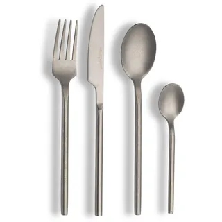 ECHTWERK Tafelbesteck Malou, Stonewashed silber, 16-teilig, Essbesteck für bis zu 4 Personen, Hochwertiger Chromnickelstahl, Edelstahl