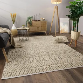 Paco Home Kurzflorteppich 80 x 150 cm Creme