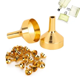 20 Stück Mini Empty Funnel Gold Metall Trichter für Parfüm Duft Ätherische Öle, Nachfüllwerkzeug für Kosmetische Flüssigkeiten