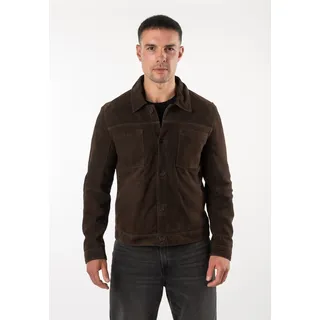 Hemdjacke MAURITIUS "MMYukkon", Herren, Gr. L (52), schwarz chocolate, Obermaterial: 100% Schafsleder. Futter: 65% Polyester, 35% Baumwolle. Ärmelfutter: 100% Polyester, unifarben, regular fit hüftbedeckend, 1-Knopf-Manschette, Jacken, aus Leder, Regular Fit