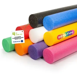 WEKOFUN Schwimmnudel 4er Set: Farben frei wählbar – Poolnudeln 160 cm aus hochwertigem PE-Schaum - Bunt
