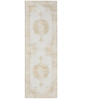 benuta Vintage-Läufer, Creme, Gelb, Kunststoff, Vintage, Rechteckig, 80x240 cm Oeko-Tex® Standard 100, in verschiedenen Größen erhältlich, rutschfeste Unterfläche, waschbar, Teppiche - Böden, Teppiche, Teppichläufer