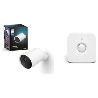 Philips Hue Secure kabellose Smart Home Überwachungskamera, weiß + Philips Hue Bewegungsmelder Indoor, Tageslichtsensor für smarte Beleuchtung, automatische Lichtsteuerung, weiß