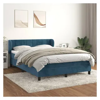 vidaXL Boxspringbett 140 x 190 cm Dunkelblau