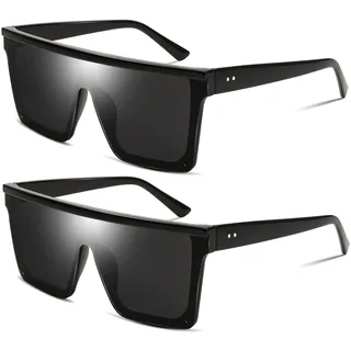 FEISEDY Vintage Flat Top Sonnenbrille Herren Damen Groß Verspiegelt UV400 Schutz Randlose xxl Sonnenbrille Eckig B2470 - 60 millimetri