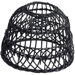 JISADER Geflochtener Rattan-Lampenschirm, Deckenlaternen-Abdeckung, Hängelampenschirm, Deckenventilator-Lichtabdeckung für Esszimmer, Bauernhaus, Schlafzimmer, Schwarz