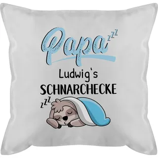 Kissen 50x50 - Papas Schnarchecke - Papa Faultier - 50 x 50 cm - Weiß - geschenke für schnarchkissen schnarchen füllung baumwolle pillow snoring corner schnarch gefüllt name schnarchecken