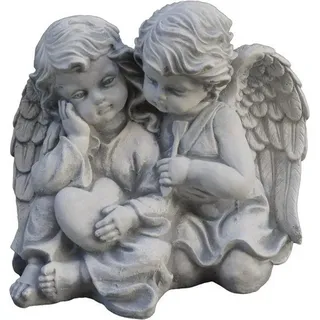Famanu Engel Paar - Zeitlose Gartenfigur aus Stein - 23 cm hoch - Patiniert
