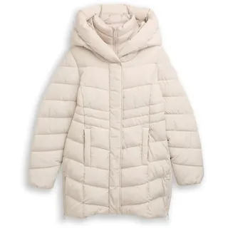 Tom Tailor Damen Puffer-Mantel im 2-in-1-Look, weiß, Uni, Gr. S