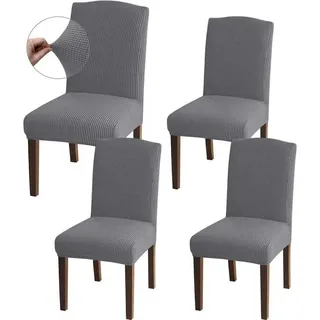 luxuskollektion Stuhlhusse Jacquard Hellgrau 4er Set