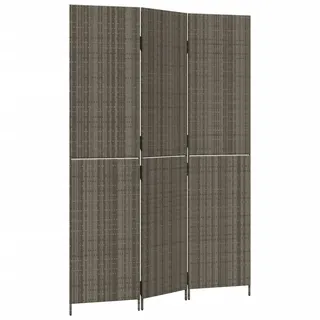 vidaXL Paravent 3-TLG., Raumteiler Faltdesign Stahlrahmen, Trennwand Sichtschutz für Innen Außen, Spanische Wand Raumtrenner, Grau Poly Rattan