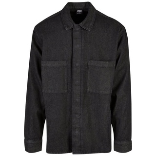 URBAN CLASSICS Langarmhemd Urban Classics Herren Oversized Denim Pocket Shirt (1-tlg) schwarz L