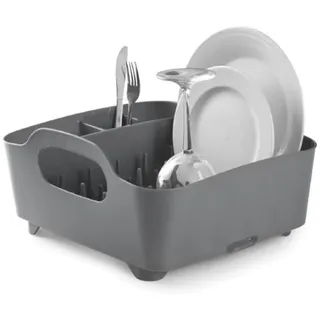 Umbra Tub Geschirr Abtropfgestell – Abtropfkorb mit integriertem Tropfwasserabfluß für Ihre Spüle oder Arbeitsfläche in Ihrer Küche Zuhause, im Büro oder Wohnwagen, Kunststoff / Anthrazitgrau