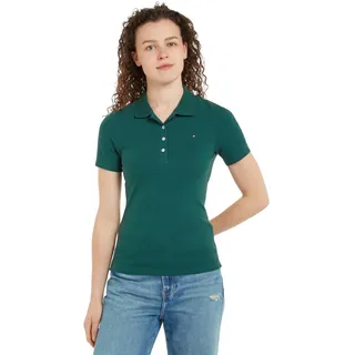 Tommy Hilfiger Damen Poloshirt Kurzarm Slim Fit, Grün (Ornamental Green), S