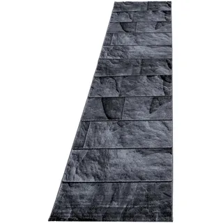 KADIMA DESIGN Teppich Kurzflor DRAU in Schwarz, in Steinoptik, 80 x 300 cm