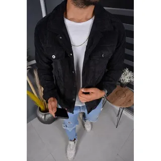 Megaman Jeans HJ-5549 Cordjacke Herren Jacke Übergangsjacke Cord Hemdjacke Übergangsjacke Schwarz M