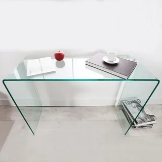 cagü: Design GlasSchreibtisch Schreibtisch [MAYFAIR] Glas transparent 100cm x 35cm - Transparent