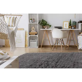 rugsx FLOKATI Wollteppich aus Griechenland - weicher Hochflor Teppich für Wohnzimmer, Schlafzimmer und Kinderzimmer, auch als Decke oder Pled, grau 190x230 cm