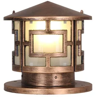 Außen Retro Sockelleuchte Gartenleuchte E27 Wasserdichte Bronze Säule Lampe Wegeleuchte Sockellampe Zaunleuchte Rasen Hof Garten Balkon Landschaft Pollerleuchte (30 * 30 * 28 cm)
