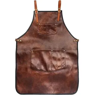 Wasserdichte Lederschürze Zum Kochen Und Grillen – Debuns, Unisex-modell Mit Taschen Und Kreuzgurt