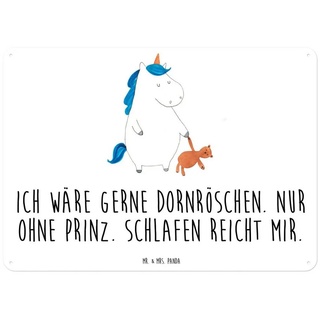 Mr. & Mrs. Panda Metallschild DIN A3 Einhorn Teddy - Weiß - Geschenk, gute Nacht, Träumen, Freundin, (1 St) weiß DIN A3