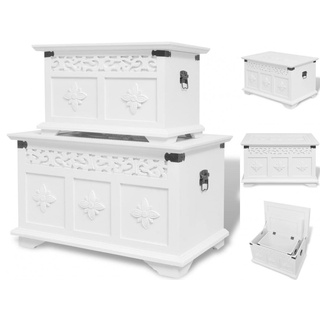 vidaXL Truhe Aufbewahrungsbox Holzkiste mit Deckel Sitztruhe 2 Stück Weiß weiß
