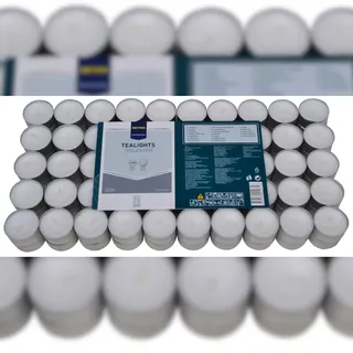 METRO Professional Teelichter, Paraffin, Ø 3.9 x 2.2 cm, Leuchtdauer von 8 Stunden, weiß, 100 Stück