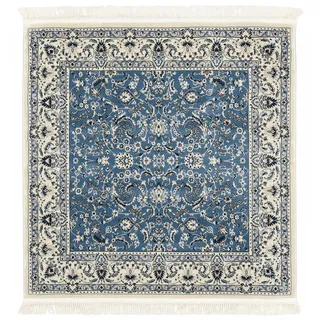 RugVista Nain Florentine, Teppich, Perser traditionell, 150 x cm, Quadratisch, Niedriger Stapel, Wohnzimmer, Esszimmer, Schlafzimmer, Küche, Diele, Nur chemische Reinigung, Oeko_tex_100, Hell Blau