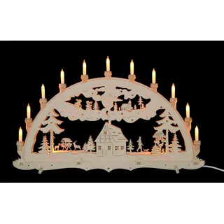 Schwibbogen Lichterbogen Erzgebirge Waldhaus innenbeleuchtet 3D Weihnachten Advent Dekoration
