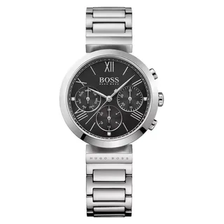 Hugo Boss Damenuhr Edelstahl silber schwarz - Silber