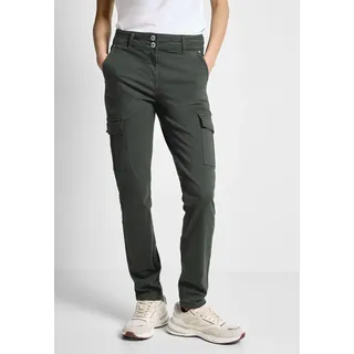 Cargohose CECIL "Style Toronto" Gr. 30, Länge 28, grün (strong khaki) Damen Hosen High-Waist-Hosen in Slim fit und mit Elasthan