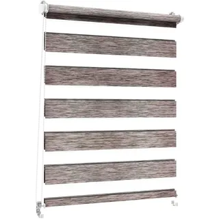 Sonnenschutz-HH - Doppelrollo Klemmfix ohne bohren Duo-Rollo Kettenzugrollo Seitenzugrollo AUSSENMAß Breite 70 x 215 cm Höhe - Leinen-Struktur grau