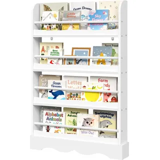 WOLTU Bücherregal Kinder mit Kippsicherung 4 Ebenen Weiß