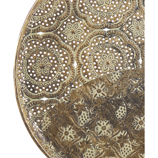 Tablett Metall gold mit Blumenverzierungen ø 50 cm KITNOS